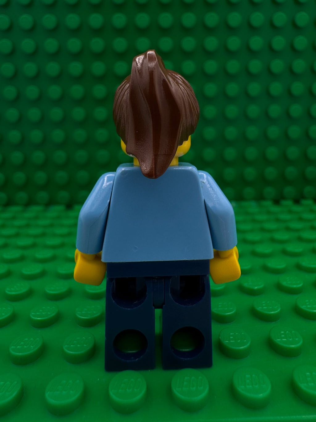 twn044 Medium Blue Jacket, Dark Blue Legs, Reddish Brown Ponytail Hair
