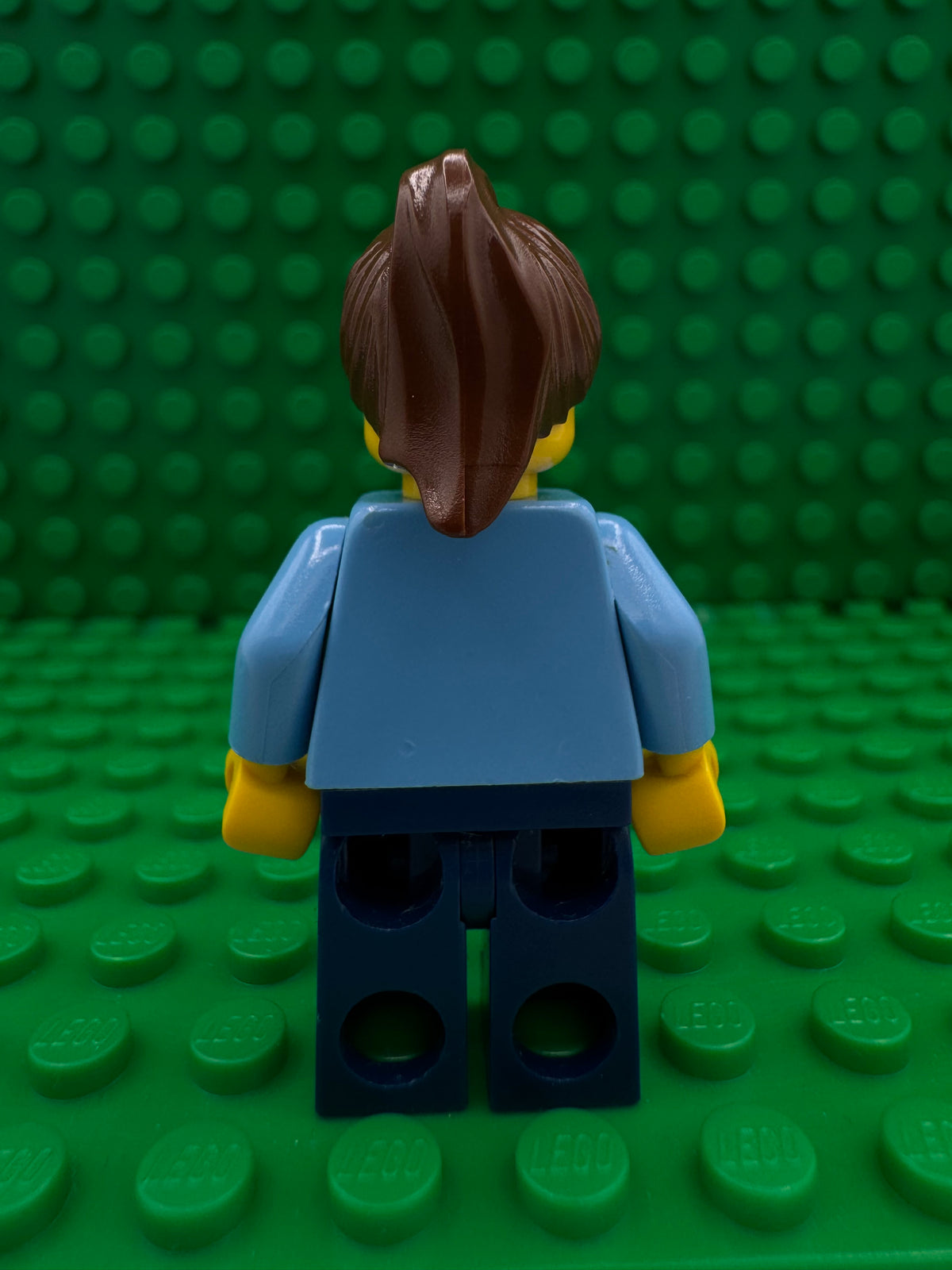 twn044 Medium Blue Jacket, Dark Blue Legs, Reddish Brown Ponytail Hair
